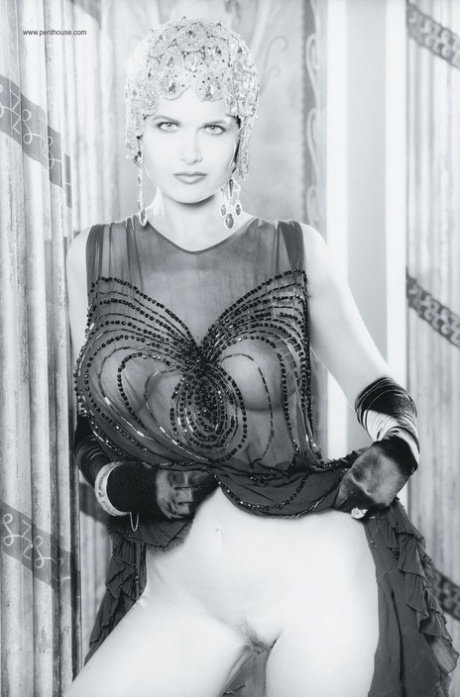 Stunning vintage centerfold Tiffany Burlingame presents and touches her twat