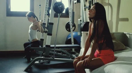 Fit girls Lexi Dona and Nataly Von have lesbian sex after working out