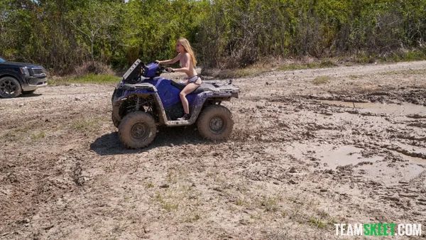 Petite blondes Aria Banks & Jessica Marie indulge in an FFM outdoor 3some  - Outdoor, Groupsex, Natural Tits, Cumshot, Petite, Boots, Reality, Tiny Tits, Blonde, Pussy  - Photo 10