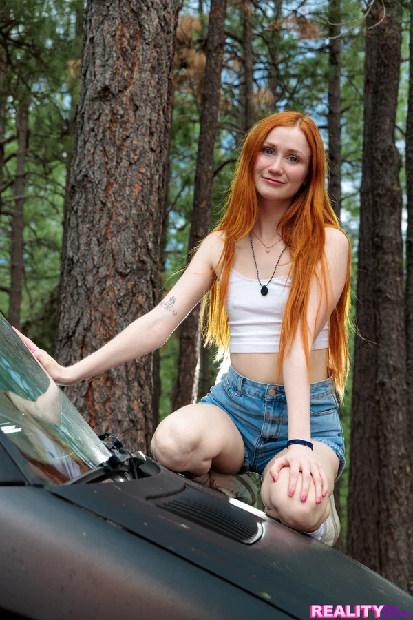Skinny redhead Scarlet Skies gets naked on a bed before sex with her boyfriend  - Girlfriend, Redhead, Shower, Jeans, Outdoor, Hardcore, Ass, Natural Tits, Shorts, Panties  - Photo 4