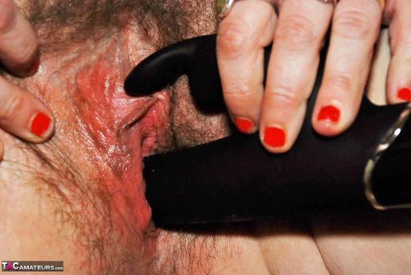 British woman Juicey Janey masturbates her wet pussy with a sex toy on a chair  - Mature, Hairy, Saggy Tits, MILF, Upskirt, Pussy, Amateur, Big Tits, Clothed, Dildo  - Photo 8