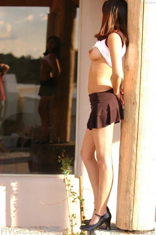 Skinny amateur Ramona licks her nipple before toying her cunt at the doorway  - Upskirt, Amateur, Skirt, Masturbation, Skinny, Babe, Glamour, Outdoor, Perfect, Ass  - Photo 16