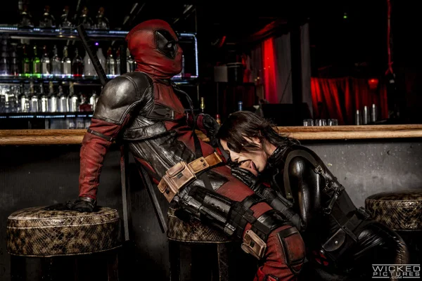 Sexy pornstar Jennifer White kneels in front of Deadpool and sucks his knob  - Petite, Pornstar, White, Redhead, Brunette  - Photo 8