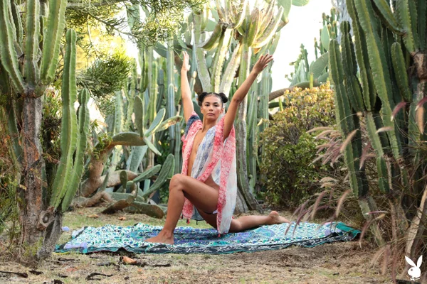 Sexy babe Daniella Smith strips naked during an outdoor yoga session  - Yoga, Outdoor, Centerfold, Skinny, Tall, Ass, Brunette, Pigtails, PAWG, Feet  - Photo 12