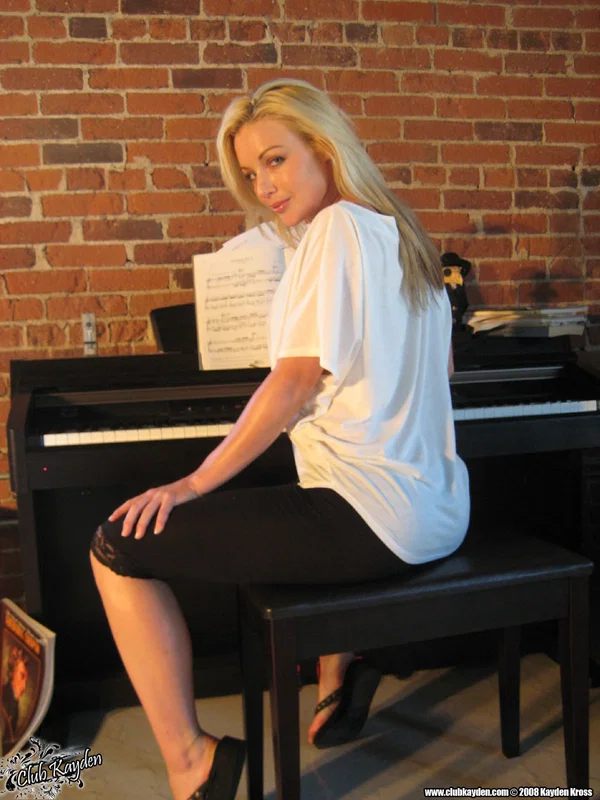 Blonde piano teacher Kayden Kross undresses & flaunts her fake tits & pussy  - MILF, Blonde, Babe, Beautiful, Non Nude, Pornstar, Outdoor, Pussy, Spreading, Solo  - Photo 1