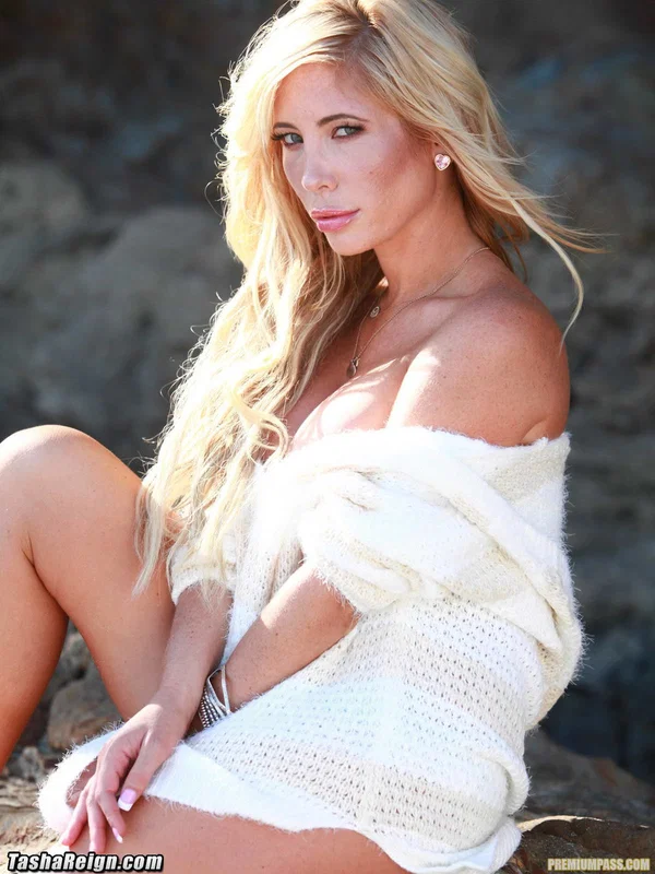 Hot blonde Tasha Reign shows her great legs and bare feet on a boulder  - Beach, MILF, Outdoor, Panties, Legs, Blonde, Beautiful, Non Nude, Babe, Solo  - Photo 12