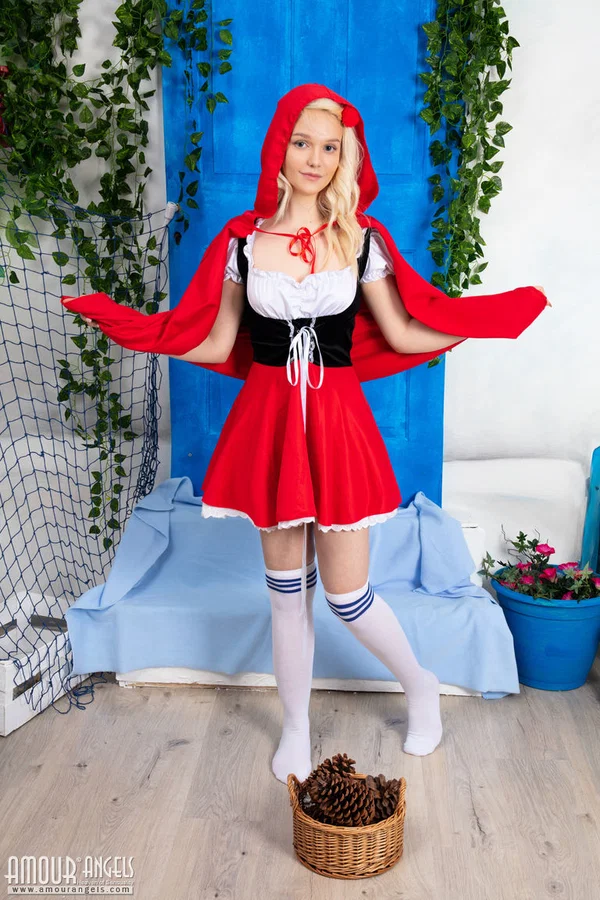 Adorable blonde teen Kapri doffs cosplay attire to pose bare naked  - Cosplay, Shaved, Tiny Tits, Spreading, Pussy, Teen, Skirt, Socks, Panties, Amateur  - Photo 4