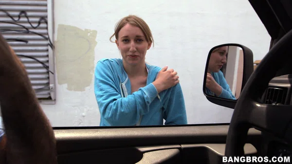 Blonde hitchhiker Riley Reynolds has hardcore sex with a stranger in his car  - Photo 1