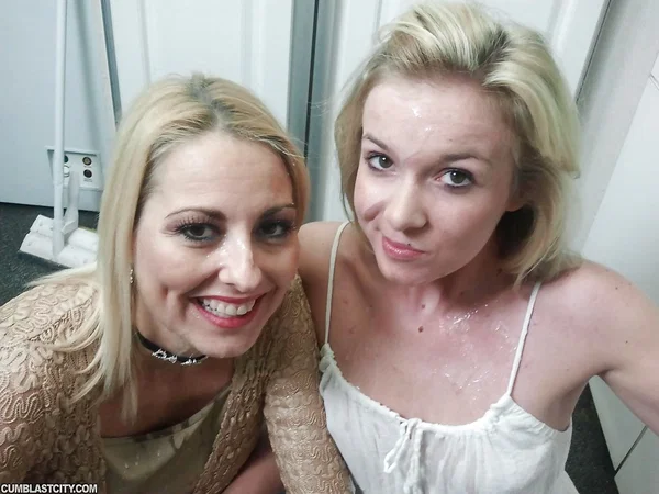 Lusty teen blonde and her mature friend take turns jerking a hard cock  - Handjob, Teen, Mature, Cumshot, Cute  - Photo 7
