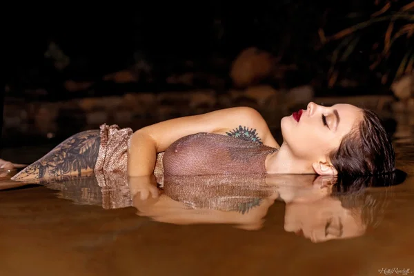 Inked honey Maddy May reveals her tits and hot ass in shallow water  - Tattoo, Centerfold, Perfect, Wet, Model, Big Tits, Teen, Tall, Dress, Cute  - Photo 12