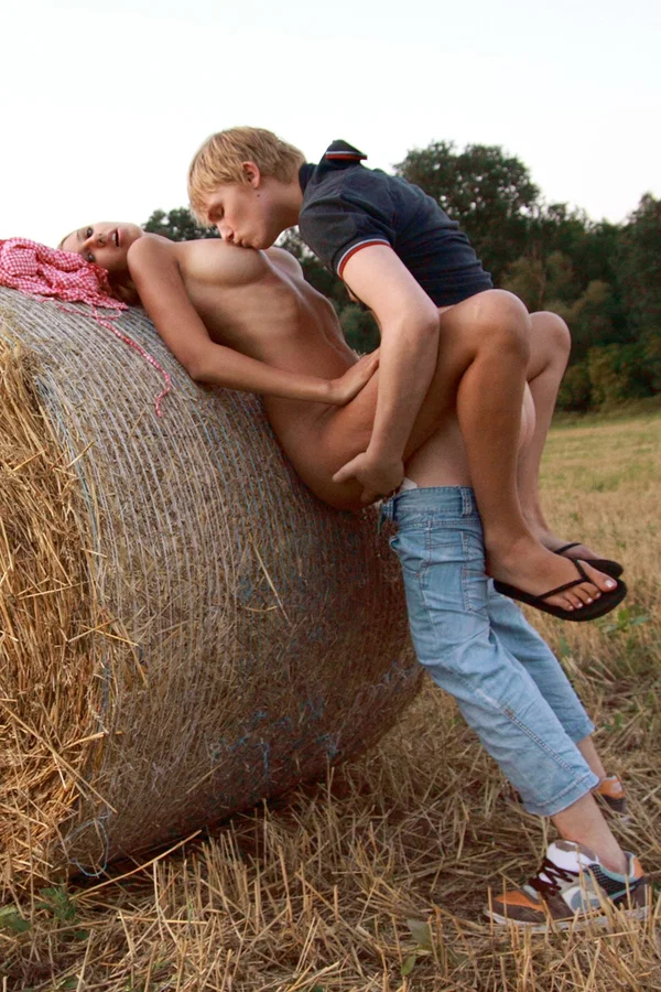 Young amateur and her boyfriend have sex up against a round bale in a field  - Amateur, Hardcore, Czech, Tall, Teen, Outdoor, Ass Fucking, Pussy Licking, Doggy Style, Cumshot  - Photo 11