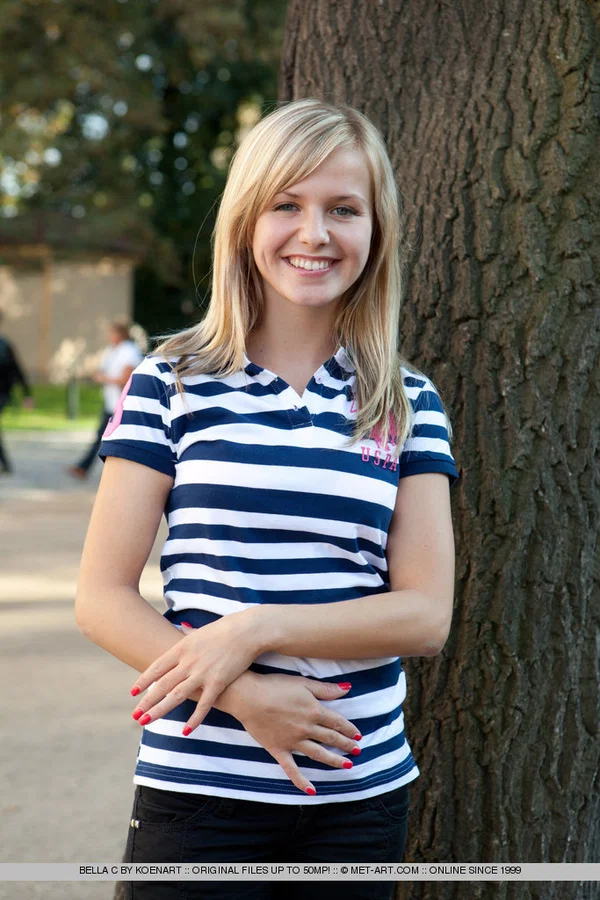 Sweet blonde teen Bella C unveils her titties and her bald vagina  - Teen, European, Babe, Public, Big Tits, Shaved, Spreading, Pussy, Panties, Outdoor  - Photo 1