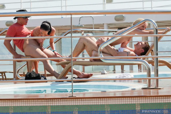 Pornstars Nataly Von and Aliz get double fucked on top deck of cruise ship  - Pornstar, Outdoor, Groupsex, Pool, Big Cock, Double Penetration, Anal, Redhead, Blowjob, Skinny  - Photo 8