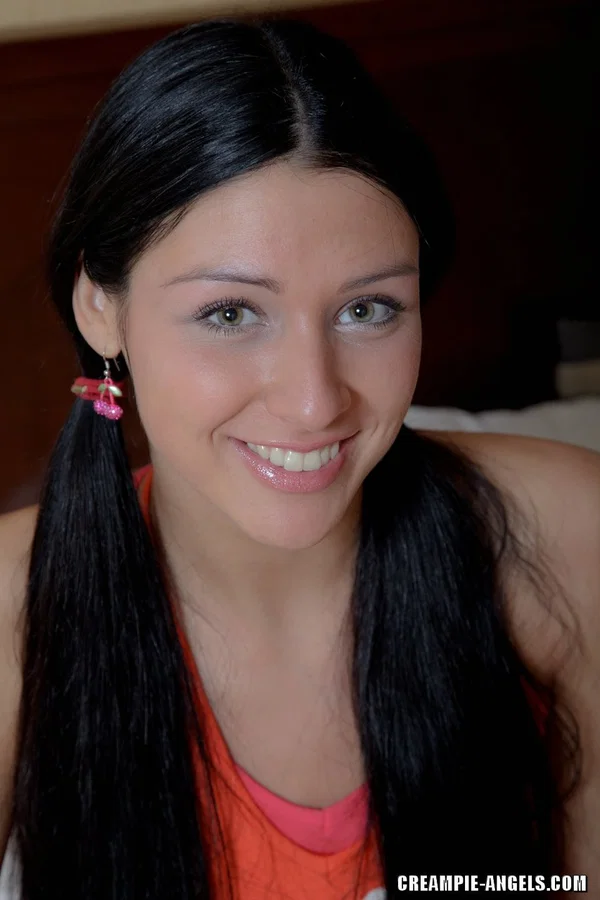 Dark haired teen Elizabeth blows a long penis prior to anal sex in pigtails  - Brunette, Teen, Hardcore, Doggy Style, European, Ass Fucking, Clothed, Face, Anal, Big Cock  - Photo 2