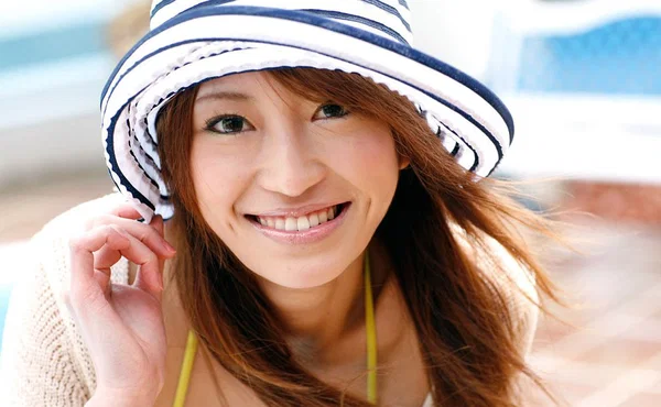 Japanese solo girl with red hair Yu Saotome wanders around in bikini and a hat  - Japanese, Public, Asian, Non Nude, Teen, Redhead, Babe, Face, Legs, Bikini  - Photo 3