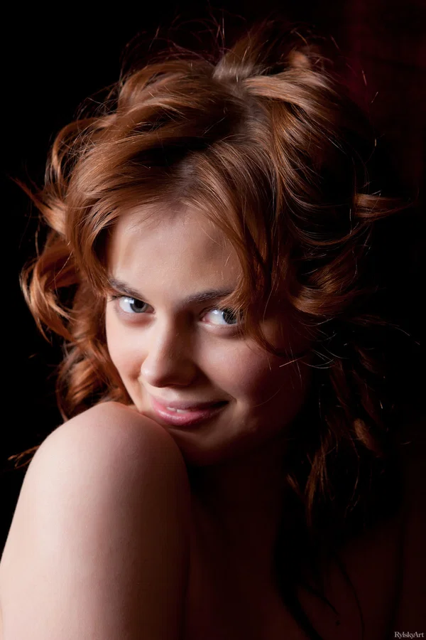 Sexy ginger Amy in orange stockings elegantly poses naked in the dark room  - Teen, Beautiful, Babe, Glamour, Sexy, Pussy, Spreading, Non Nude, Feet, Legs  - Photo 17
