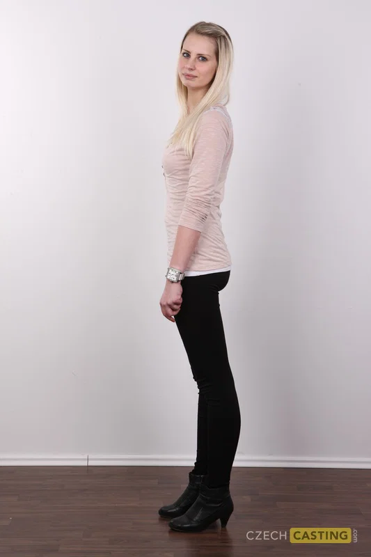 Tall blonde Tina stands fully clothed and then totally naked as well  - Casting, Czech, Amateur, Babe, European, Close Up, Blonde, Tiny Tits, Clothed, Ass  - Photo 3