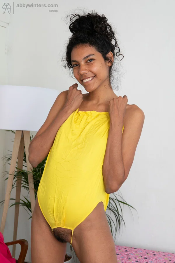 Exotic African girl Adriana E sticks a couple of fingers in her wet pussy  - Latina, Amateur, Brunette, Tiny Tits, Spreading, Pussy, Non Nude  - Photo 17
