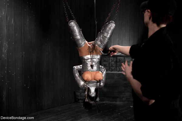 Slim sub Beretta James gets wrapped in duct tape and toyed in BDSM suspension  - Blindfold, BDSM, Skinny, Latina, Big Tits, Bondage, Nipples, Fake Tits, Brunette, Face  - Photo 10