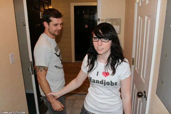 Dark haired teen Dakota jerks off her stepbrother while fully clothed  - Handjob, Teen, Non Nude, Glasses, Big Cock, Reality, Clothed, Brunette, Close Up, Cute  - Photo 2
