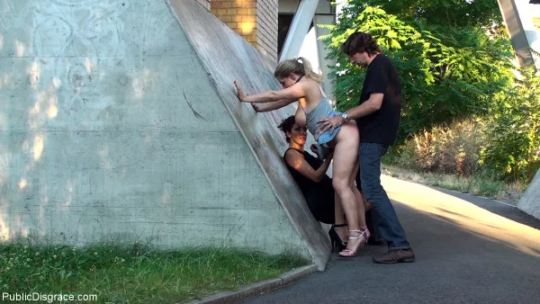 Big titted blonde has her asshole penetrated while restrained in public  - Public, MILF, Groupsex, Bondage, Dildo, BDSM, Outdoor, Blonde, Big Tits, Ass  - Photo 7