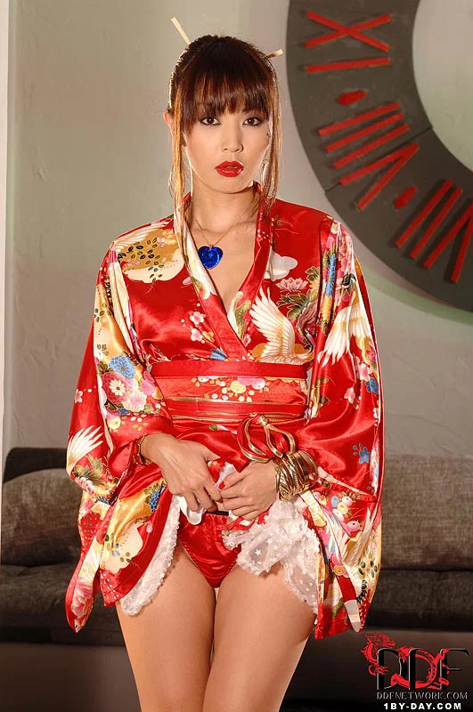 Beautiful Asian model Marica Hase hikes her kimono to finger her pussy  - MILF, Japanese, Asian, Beautiful, High Heels, Ass, Masturbation, Hairy, Spreading, Upskirt  - Photo 1