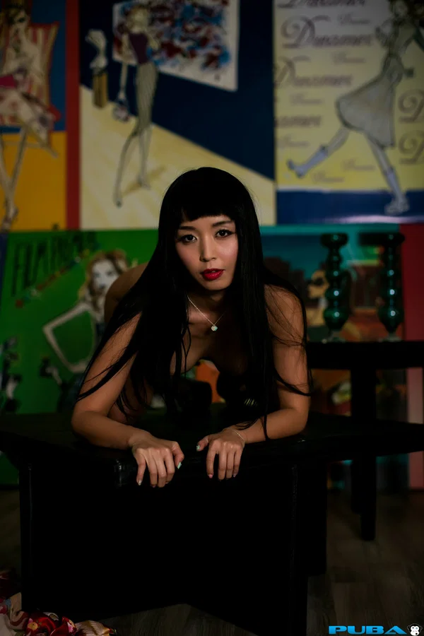 Legendary Asian pornstar Marica Hase strips her silk dress & spreads her bush  - Brunette, Pornstar, Babe, Beautiful, Solo  - Photo 11