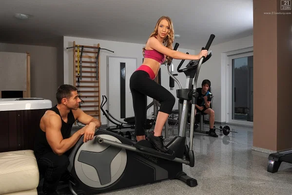 Petite teen lady gets rimmed and assfucked by a muscled fellow in the gym  - Gym, Hardcore, MILF, Anal, Skinny, Blowjob, Brunette, Blonde, Pussy, Cowgirl  - Photo 2