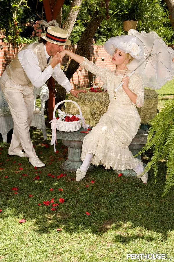 Elegant lady Aurora Snow gets fucked and facialized in the garden by a hunk  - Centerfold, Beautiful, MILF, Babe, Solo, Brunette, Pornstar, Glamour, Model, White  - Photo 1