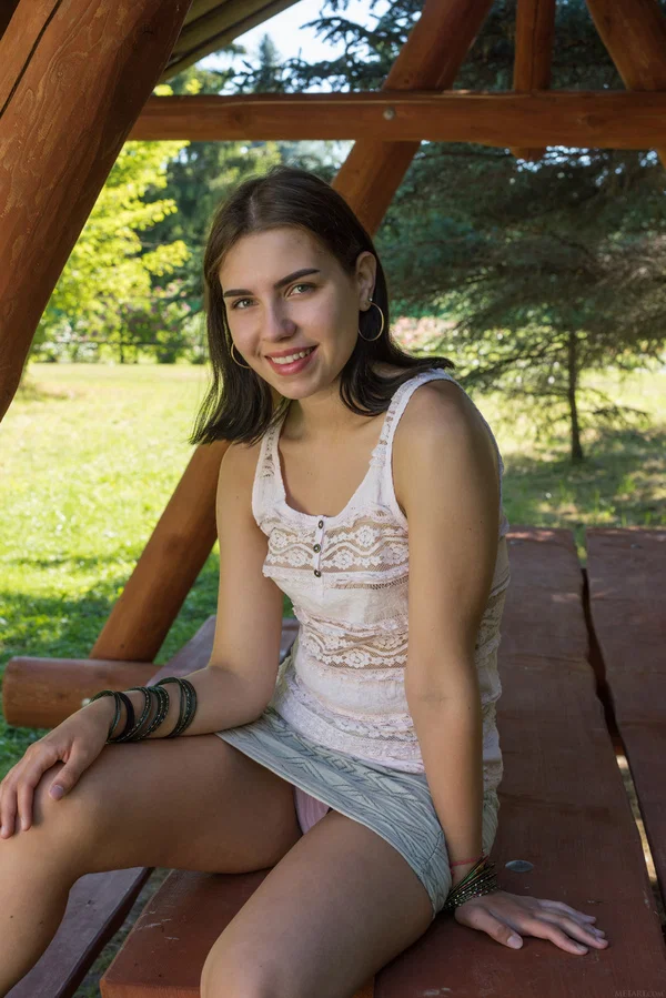 Sexy Belarusian babe Zhenya Mille strips and shows her tanned body outside  - Outdoor, Amateur, Upskirt, Clothed, Perfect, Panties, Ass, Legs, Pussy, Skirt  - Photo 2