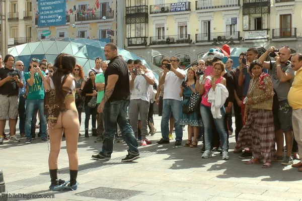 Aris Dark is ball gagged and restrained by her BDSM lover in public  - Public, BDSM, Bondage, Outdoor, Big Tits, Ass, Nipples, PAWG, Shorts, Pussy  - Photo 5