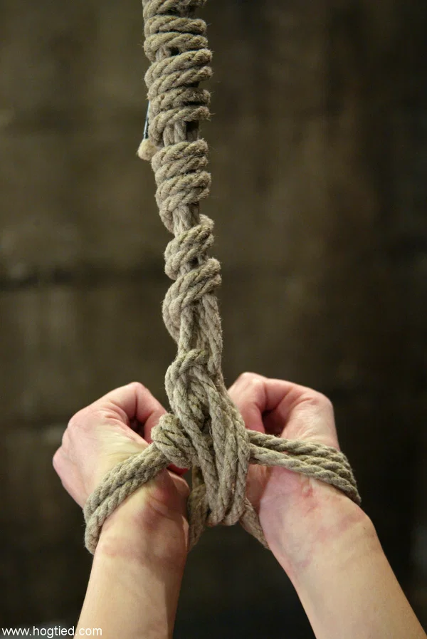 Naked girl with curly hair is suspended in bondage while being masturbated  - Spanking, BDSM, MILF, Curly, Bondage, Feet, PAWG, Ass, Dildo, Nipples  - Photo 2