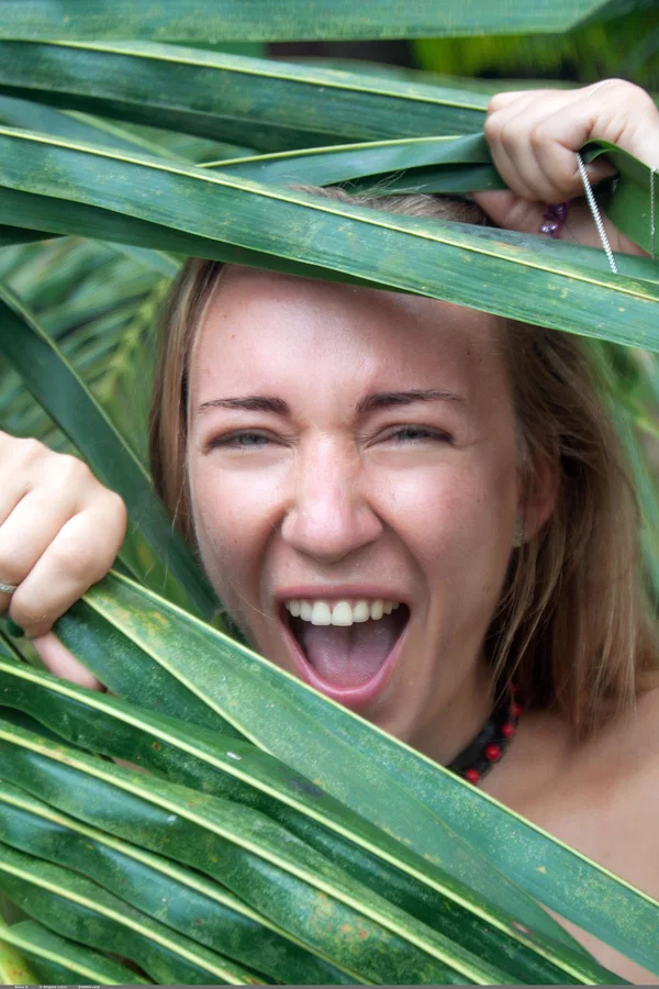 Dirty blonde teen goes nude underneath a palm tree in a backyard garden  - Saggy Tits, Outdoor, Pussy, Shaved, Nipples, Skinny, Teen, Masturbation, Armpit, Face  - Photo 14