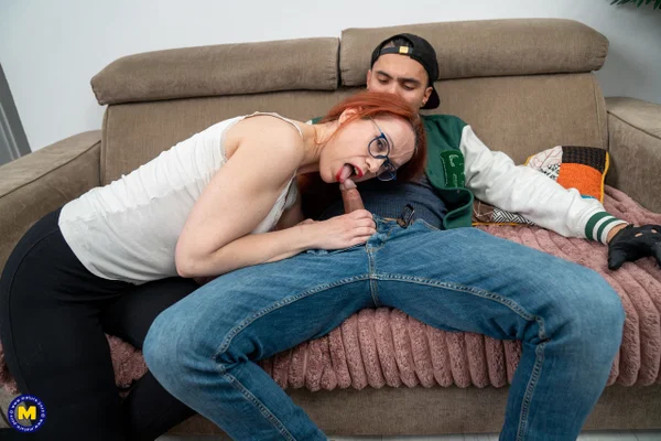 Redheaded cougar goes home with a young man for sexual relations  - Cougar, Mature, Glasses, Outdoor, Facial, Cumshot, Redhead, Clothed, Doggy Style, Ass Fucking  - Photo 6