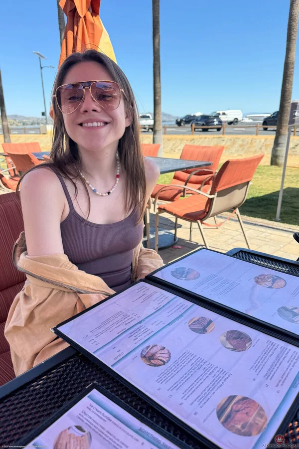 Skinny teen shows her nice feet prior to giving a POV closeup of her pussy  - Feet, Public, Beach, Asshole, POV, Glasses, Close Up, Petite, Clothed, Outdoor  - Photo 1