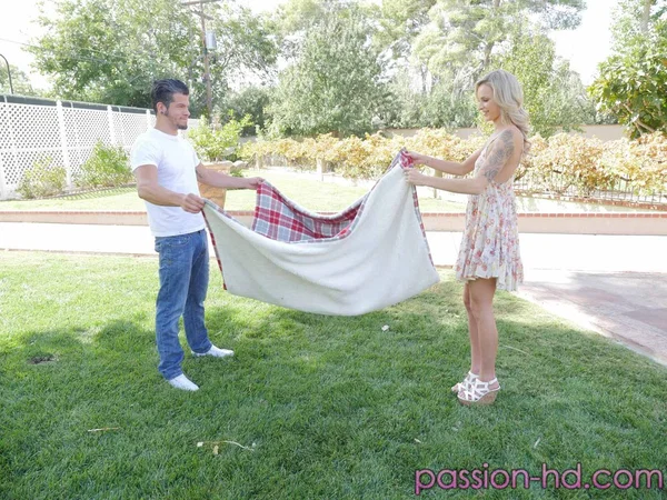 Young blonde Emma Hix spreads her legs for a deep vaginal fuck on front lawn  - Blonde, Hardcore, Outdoor, Teen, Tattoo, Shaved, Cumshot, Facial, Ass, Cowgirl  - Photo 1