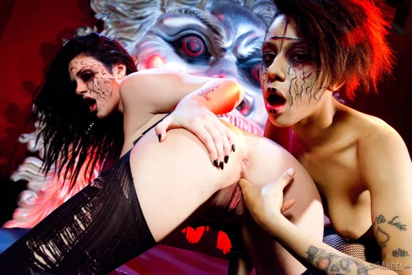 Lesbian chicks Dee and Andy San Dimas lick pussy attired in fetish clothing  - Lesbian, Tattoo, Fetish, MILF, Latina, Pussy Licking, Fingering, Stockings, Ass Licking, Spreading  - Photo 14