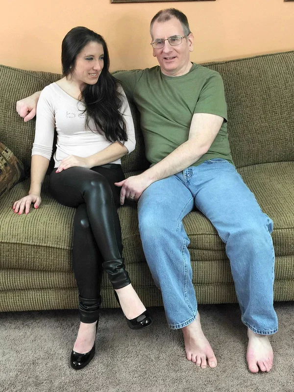 Topless babe Gianna Love eats cum while giving a hot POV blowjob  - Amateur, Leather, Blowjob, Natural Tits, Petite, Undressing, Cumshot, Tiny Tits, Brunette, Clothed  - Photo 1