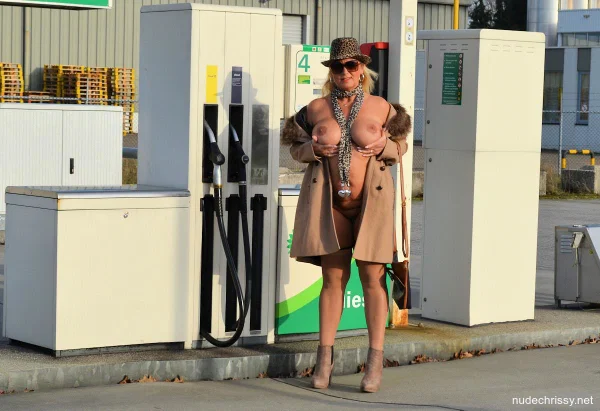 Naughty MILF Nude Chrissy shows off her big boobs wearing stockings outdoors  - Dutch, Public, Chubby, Mature, MILF, BBW, Curvy, Glasses, Thick, Big Tits  - Photo 15