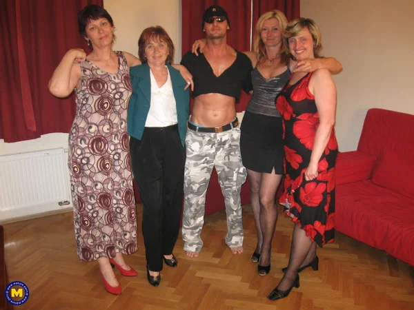 Four insatiable amateur MILFs having group sex with a lucky dude  - Granny, Mom, Mature, Amateur, Gangbang, Lesbian, European, Feet, Short Hair, Big Clit  - Photo 1