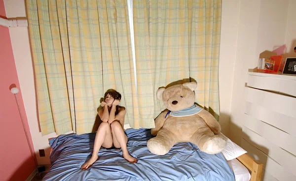 Japanese teen Tina Yuzuki hugs her stuffed animal after getting bare naked  - Japanese, Asian, Face, Feet, Teen, Panties, Lingerie, Brunette, Skinny, Ass  - Photo 14
