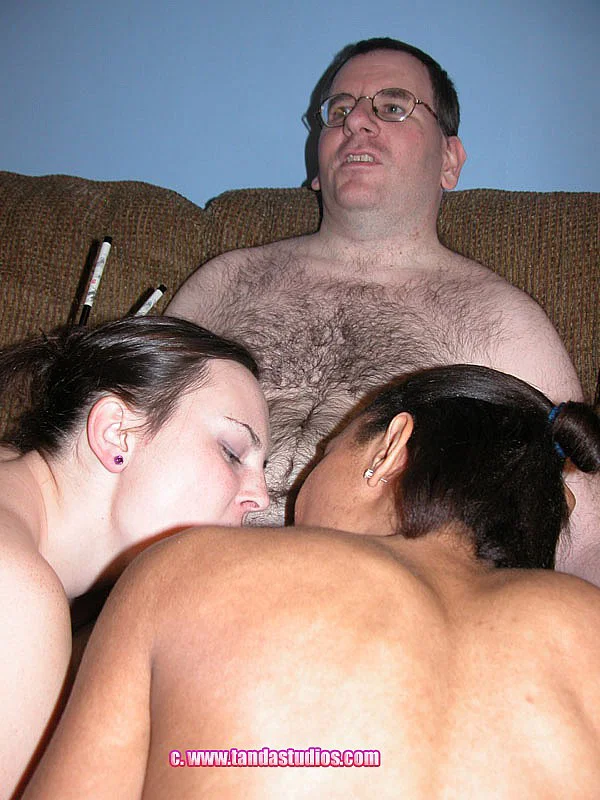 Naughty amateurs Lucky and Madalyn undress and share a nerd's dick orally  - Ebony, Chubby, Amateur, Groupsex, African, Black, Curvy, Blowjob, BBW, Lingerie  - Photo 12