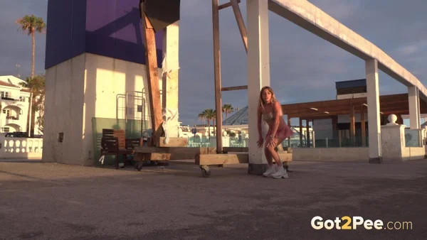 Blonde teen Melody Teen takes a piss on a concourse out of desperation  - Public, Teen, Pissing, Beautiful, Blonde, Outdoor, Skirt, Upskirt, Spreading, Ass  - Photo 2