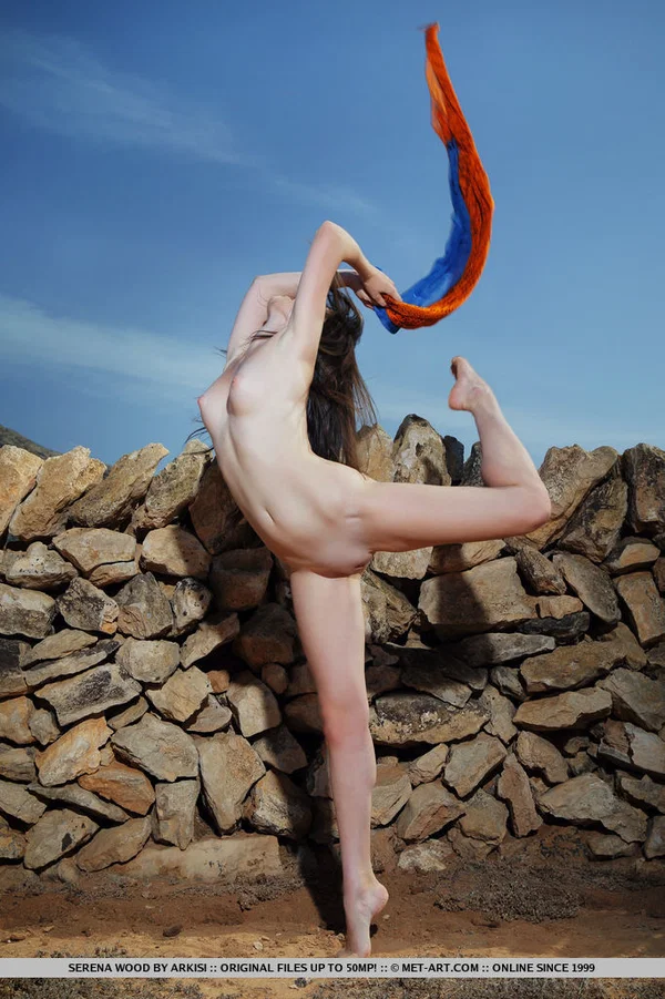 Naked teen Serena Wood strikes great solo poses by a dry stacked stone wall  - Teen, Outdoor, Pussy, Glamour, Shaved, Brunette, Babe, Ass, Natural Tits, Tiny Tits  - Photo 1