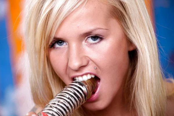 Smiley teenage blondie undressing and playing with a big glass dildo  - Teen, Babe, Ass, Blonde, Dildo, Shorts, Close Up, Panties, Masturbation, Big Tits  - Photo 13