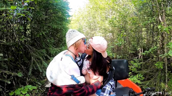 Adult Time starring AKGingersnaps, Lana Mars, Smassh Hot XXX  - Groupsex, Ass Fucking, Glasses, Outdoor, Kissing, Big Tits, Clothed, Shorts, Doggy Style, Ass  - Photo 2