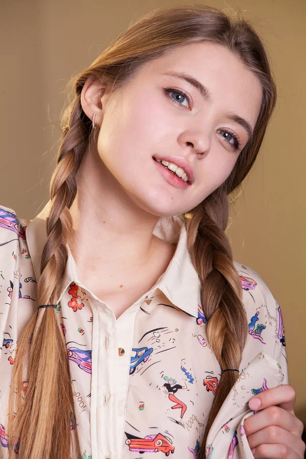 Pretty teen with pigtails Sigrid exposes her delicious pussy and long legs  - Beautiful, Face, Teen, Close Up, Cute, Pussy, Skinny, Pigtails, Model, Ass  - Photo 2