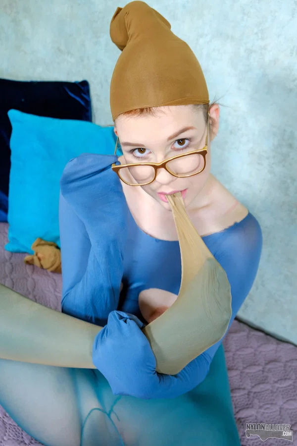 Nerdy redhead Kaira Love models in revealing hose with her glasses on  - Pantyhose, Glasses, Fetish, Nipples, Redhead, Lingerie, Panties, Pigtails, Tiny Tits, Dildo  - Photo 1