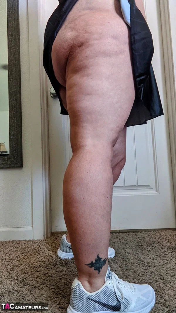Mature fatty Busty Kris Ann finger fucks her pussy after licking a nipple  - BBW, Mature, Sports, Chubby, Cheerleader, Thick, Upskirt, Amateur, Curvy, Big Tits  - Photo 5
