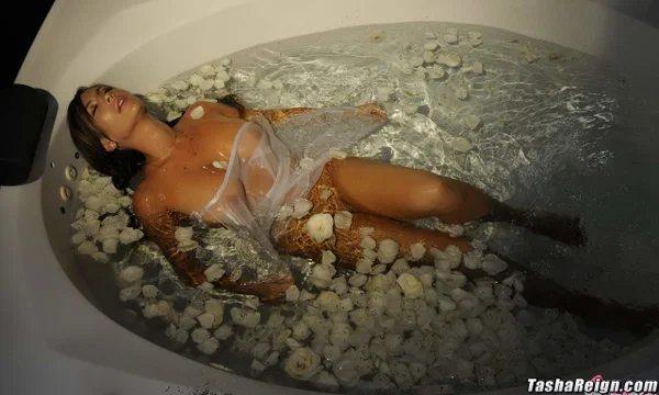 Dazzling babe Tasha Reign teases with her big tits while having fun in a tub  - Wet, Bath, Big Tits, Fake Tits, Pornstar, White, Pigtails, Babe, Ass, Brunette  - Photo 7